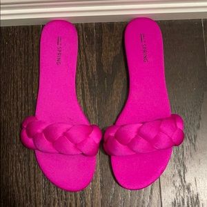 Magenta braided flat sandal
